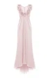 Rasario Floral-embellished Silk-chiffon Dress In Light Pink