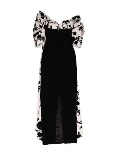Pre-owned Rasario Floral Print Long Dress W/ Tags In Black