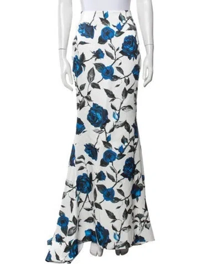 Pre-owned Rasario Floral Print Long Skirt W/ Tags In Blue