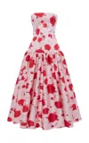 Rasario Floral-print Satin Midi Dress In Pink