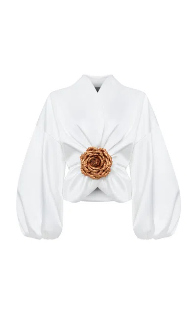 Rasario Flower-detailed Satin Jacket In Black
