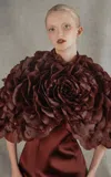 Rasario Flower-detailed Silk-organza Cape In Burgundy