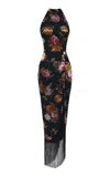 Rasario Fringe-trimmed Chiffon-devoré Maxi Dress In Print