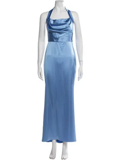 Pre-owned Rasario Halterneck Long Dress In Blue