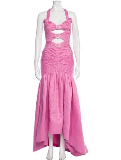 Pre-owned Rasario Halterneck Long Dress In Pink