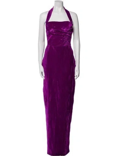 Pre-owned Rasario Halterneck Long Dress In Purple