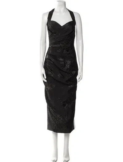 Pre-owned Rasario Halterneck Long Dress W/ Tags In Black