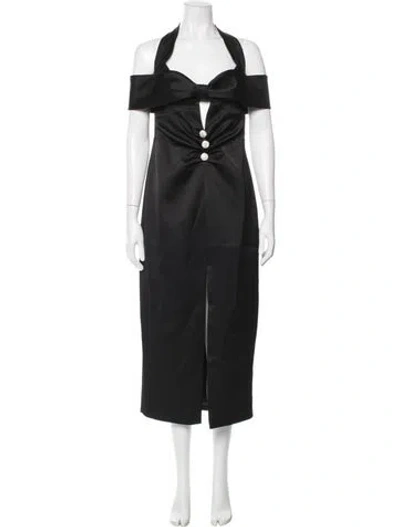 Pre-owned Rasario Halterneck Midi Length Dress W/ Tags In Black