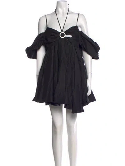 Pre-owned Rasario Halterneck Mini Dress In Black
