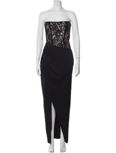 Pre-owned Rasario Lace Pattern Long Dress In Black