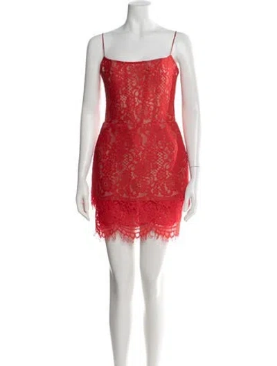 Pre-owned Rasario Lace Pattern Mini Dress In Red