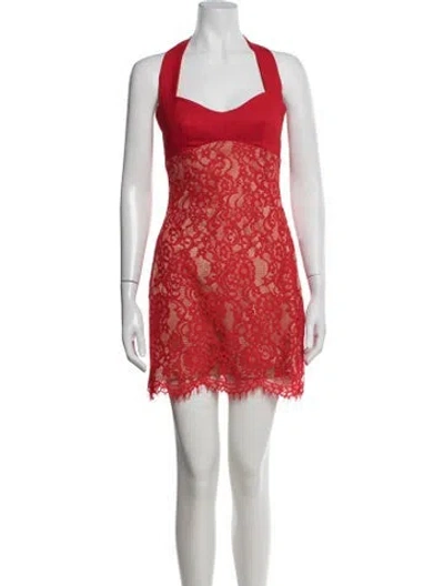 Pre-owned Rasario Lace Pattern Mini Dress In Red