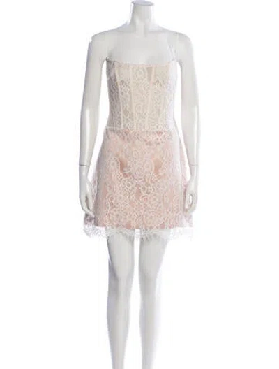 Pre-owned Rasario Lace Pattern Mini Dress W/ Tags In Neutral