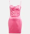 Rasario Lace-up Satin Bustier Minidress In Pink
