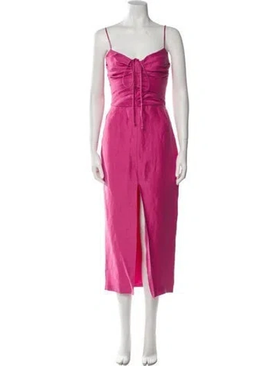 Pre-owned Rasario Linen Long Dress In Pink