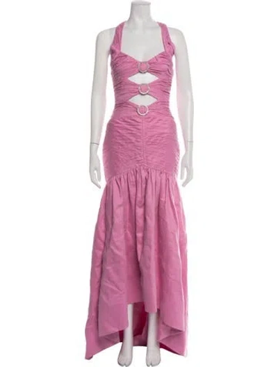 Pre-owned Rasario Linen Long Dress In Pink
