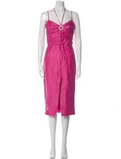 Pre-owned Rasario Linen Midi Length Dress W/ Tags In Pink