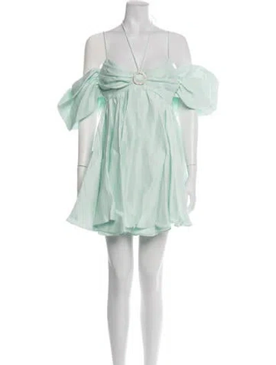 Pre-owned Rasario Linen Mini Dress In Blue/green