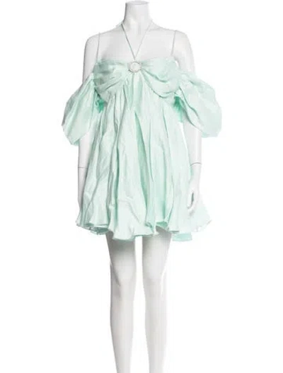 Pre-owned Rasario Linen Mini Dress In Green