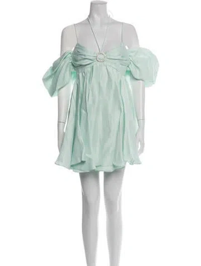 Pre-owned Rasario Linen Mini Dress In Green