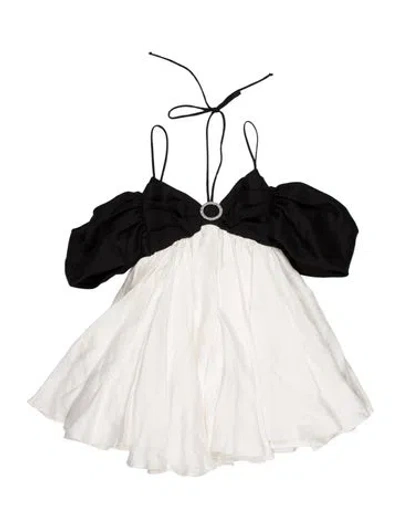 Pre-owned Rasario Linen Mini Dress In White