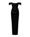 Rasario Off-the-shoulder Draped Corset Gown In Black In Black