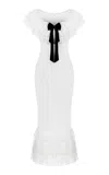 Rasario Off-the-shoulder Lace Midi Dress In White