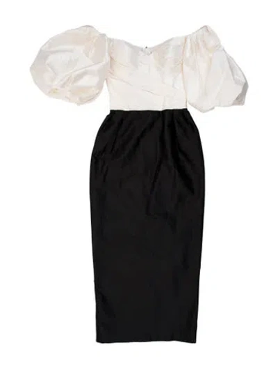 Pre-owned Rasario Off-the-shoulder Knee-length Dress In Black