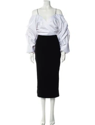 Pre-owned Rasario Off-the-shoulder Long Dress In Black