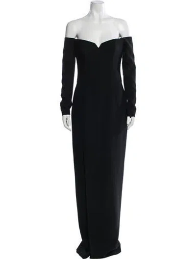 Pre-owned Rasario Off-the-shoulder Long Dress In Black