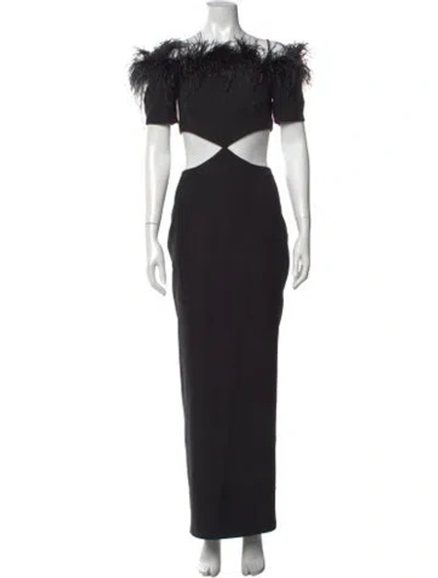 Pre-owned Rasario Off-the-shoulder Long Dress In Black
