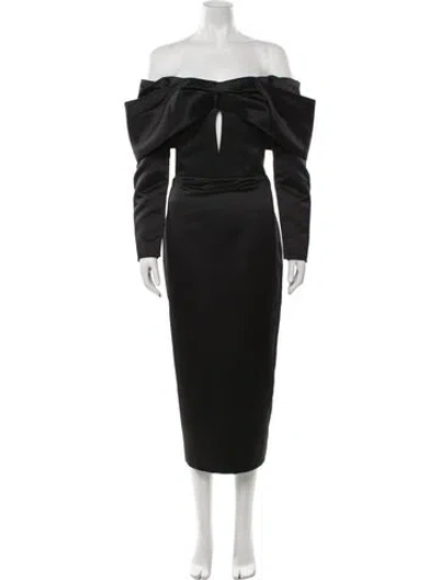 Pre-owned Rasario Off-the-shoulder Midi Length Dress W/ Tags In Black