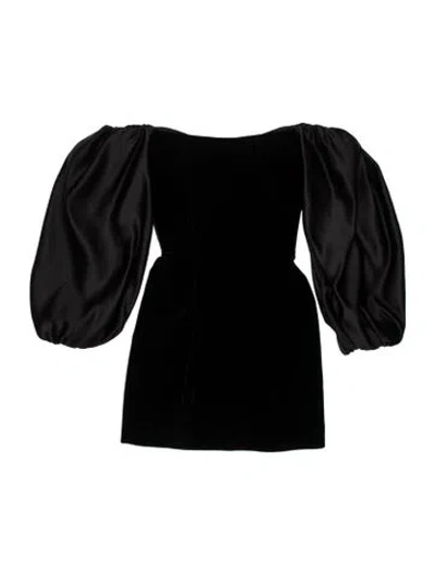 Pre-owned Rasario Off-the-shoulder Mini Dress In Black