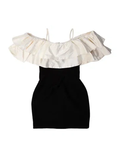 Pre-owned Rasario Off-the-shoulder Mini Dress In Black