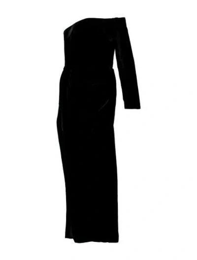 Pre-owned Rasario One-shoulder Long Dress In Black