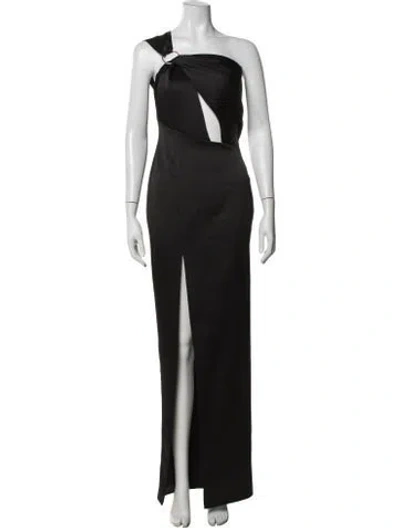 Pre-owned Rasario One-shoulder Long Dress In Black