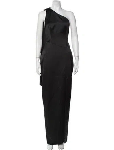 Pre-owned Rasario One-shoulder Long Dress In Black