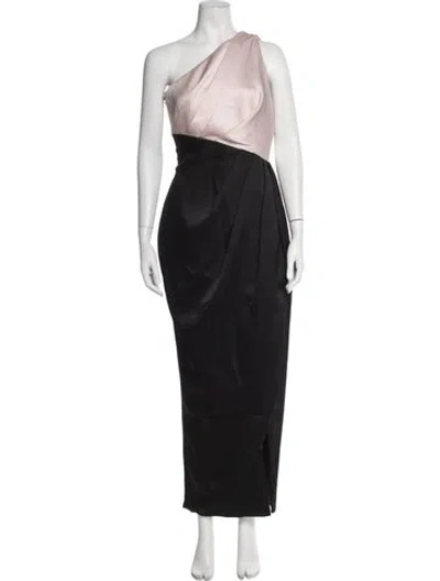Pre-owned Rasario One-shoulder Long Dress In Black