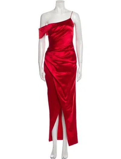 Pre-owned Rasario One-shoulder Long Dress In Red