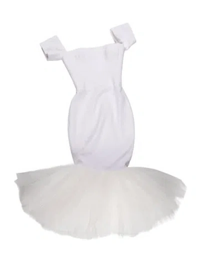 Pre-owned Rasario One-shoulder Midi Length Dress In White