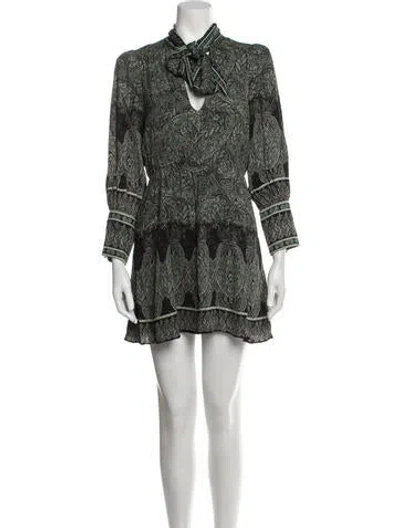 Pre-owned Rasario Paisley Print Long Dress In Green