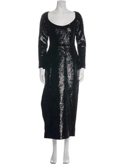 Pre-owned Rasario Patterned Midi Length Dress In Black
