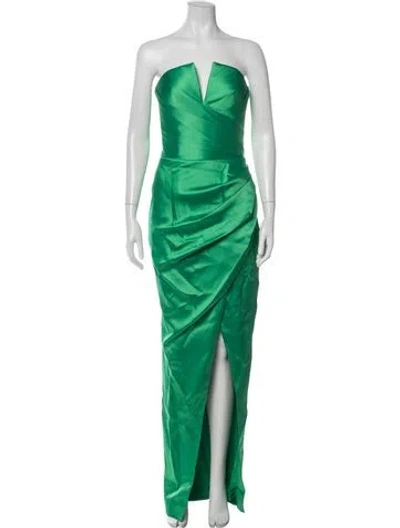 Pre-owned Rasario Plunge Neckline Long Dress W/ Tags In Green