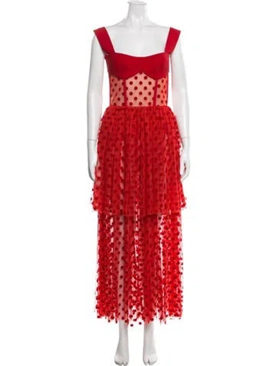 Pre-owned Rasario Polka Dot Print Long Dress In Red
