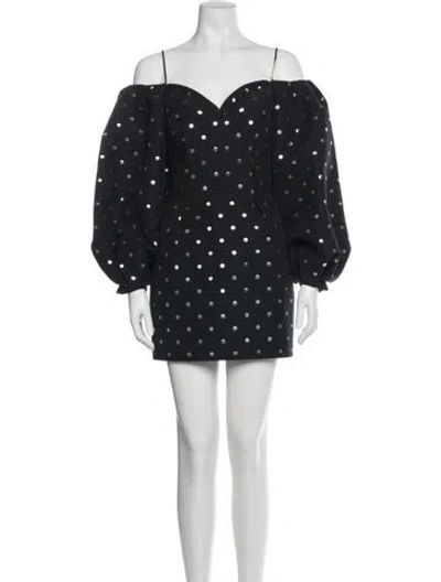 Pre-owned Rasario Polka Dot Print Mini Dress In Black