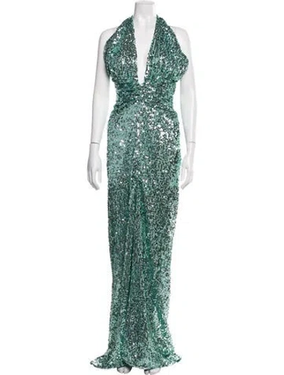 Pre-owned Rasario Printed Long Dress W/ Tags In Green