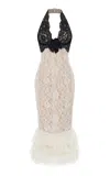 Rasario Rosette-detailed Lace Midi Dress In Black,white
