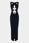 Rasario Satin Maxi Dress With Bows And Cutouts In Black