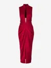 Rasario Draped Cutout Midi Dress In Red