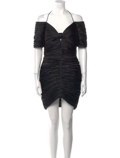 Pre-owned Rasario Satin Mini Dress In Black